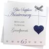 White Cotton Cards LLA65-GP - Biglietto d'auguri fatto a mano per il 65° anniversario, con zaffiro blu