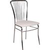 Dmora Sedia classica con seduta in ecopelle, struttura in metallo cromato, Poltrona per sala da pranzo, cm 54x45h93, colore Bianco