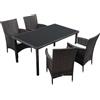 Outsunny Mobili da Giardino Set 5 Pezzi in Rattan, 4 Sedie e 1 Tavolo con Piano in Vetro Temperato|Aosom