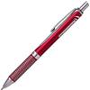 Pentel - Bolígrafo Energel retráctil con punta de bola y cuerpo metálico rojo. Escritura en color negro.