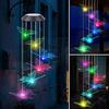 Fohil Campanelli Eolici Solare, LED Solare Campane a Vento Cambia Colore Hanging Campanella Impermeabile, Ideale per Esterni Interni Giardino Cortile Feste Natale Compleanno Decorazione (Farfalla)