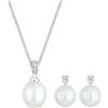 DIAMORE Elli DIAMONDS Set di Gioielli Orecchini a Perla Coltivata d'Acqua Dolce con Diamante (0,10 ct.) in Argento Sterling 925