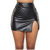 Pelisy Donna Vita Alta Sexy Split Minigonna in Pelle Slim Wrap Bodycon Zipper Corta Clubwear PU Gonna