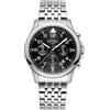 Rotary GB00475/19 - Orologio analogico al quarzo da uomo, cronografo, con quadrante nero e cinturino in acciaio inox argentato, Bracciale