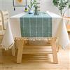 JaeMoose Tovaglia in cotone con ricamo a quadretti, per cucina, sala da pranzo, decorazione da tavolo (140 x 260 cm, verde/bianco)