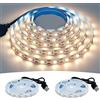 GOMING USB 5V Striscia LED Bianco Naturale 4000K Alimentato da USB 4M (2 pezzi x 2M) 240 LED IP20 Non Impermeabile Flessibile 2835 SMD Nastri LED Luci per Decorazione Interna
