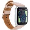 Venta Leather VENTA® Cinturino di ricambio in pelle per Apple Watch 1/2/3/4/5, compatibile con Apple Watch, cinturino di ricambio in vera pelle (42-44 mm/Nude/VA-NU1) + set adattatore argento