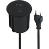 Electraline 62568 Multipresa Scrivania/Presa da Incasso Grommet da Tavolo con Tecnologia Power Delivery USB 45W (Type C per Computer + Type A 3.0A QC) 3M, D54-60mm