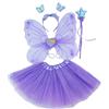 Fun Play costume da fata viola - Farfalla fata ali, tutù, bacchetta magica e fascia, per 3 - 8 anni viola