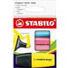 STABILO Evidenziatore BOSS MINI - Astuccio da 3 - Giallo/Blu/Rosa