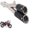 JFG RACING 1.5-2 Scarico Doppio Moto,Inlet Thunder con Doppia Presa di Coda | Scarico Slip-On per Motocross Moto da Strada Scooter ATV Quad