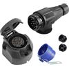 SPARKMOTO Spina Rimorchio 13 Poli E Presa Rimorchio 13 Poli, 12V Spina Presa Rimorchio 13 Poli Impermeabile per Auto RV gancio traino presa Spina 13 Poli Rimorchio,con porta spina rimorchio blu(Lungo)