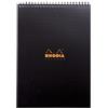 RHODIA 19920C - Bloc-Notes a Spirale (Rilegatura integrale) Notepad NERO - A4 21 x 29,7 cm - Quadretti piccoli - 80 fogli staccabili - Carta Clairefontaine 90g/m² - COPERTINA in polipropilene100 % riciiclatoe