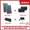 KIT FOTOVOLTAICO INVERTER 1000W 2X PANNELLI 100W 2X BATTERIE 100A CONTROLLER 30A