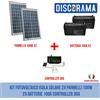 KIT FOTOVOLTAICO ISOLA SOLARE 2X PANNELLI 100W 2X BATTERIE 100A CONTROLLER 30A