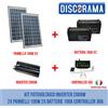 KIT FOTOVOLTAICO INVERTER 2000W 2X PANNELLI 100W 2X BATTERIE 100A CONTROLLER 30A