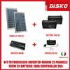 KIT FOTOVOLTAICO INVERTER 4000W 2X PANNELLI 100W 2X BATTERIE 100A CONTROLLER 30A