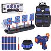 FOR21JOYS Bersaglio Pistola per Nerf Dardi, Bersaglio con Giubbotto tattico, 1 Fucile per Bambini e 20 Freccette, Regali Giocattoli per 6 7 8 9 10 Anni Regali di Compleanno per Bambini