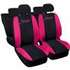 Lupex Shop Copri-sedili Auto Compatibili 500L Nero Fucsia Linea Donna | Set  Copri-Sedile Anteriori e Posteriori | Logo Ricamato | Airbag Compatibile 