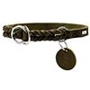 HUNTER SOLID EDUCATION - Collare per cani in pelle, morbido, antiscivolo, 65 (L-XL), colore: Verde oliva