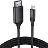JUCONU Cavo HDMI per iPhone/iPad, Full HD 1080P Plug & Play Mirroring 2.0m Cavo Adattatore HDMI, Proiettore Digitale AV Cavo Adattatore, Compatibile con TV/Proiettore/Monitor/Displayer per iPhone/iPad/iPod