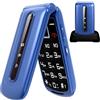 uleway Telefono Cellulare per Anziani,Tasti Grandi,Volume alto,Funzione SOS,Pantalla 2.4，Base di ricarica e fotocamera(Blu)(con 1 * batteria 1000mAh