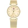 Tommy Hilfiger Orologio Analogico al Quarzo da Donna con Cinturino in Maglia Metallica in Acciaio Inossidabile di Colore Dorato - 1782507