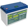 AFTERTECH 12v 100Ah LIFEPO4 PACCO BATTERIA RICARICABILE LITIO FERRO FOSFATO PILA 3000+ CICLI PROFONDI 12,8v 1280wh