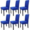 Leeyunbee 6 Pezzi Coprisedie con Schienale Elastica, Blu Reale | Lavabile, Sfoderabile, Poliestere-elastam, Facile da Pulire, Fodere per Sedie, per Sala da Pranzo, Cucina Cerimonia Matrimoni