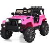 RELAX4LIFE 12V Jeep Elettrica Calvacabile Fuoristrada a 2 Posti per Bambini con Telecomando 2,4G, Velocità Regolabile，Avanti/Indiero/Destra/Sinistra, Clacson，Musica/Porta USB (Modello 2-Rosa)