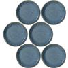 Leonardo Matera 018373 - Set di 6 piatti in ceramica, adatti al microonde, lavabili in lavastoviglie, colore: blu, con bordo, Ø 16,3 cm