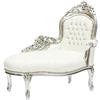 Way Home Store Dormeuse Poltrona Paolina Barocco Stile Francese Luigi XVI Argento e Bianco