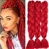 Cybelleza Treccine Extension Capelli Sintetici per Treccine Africane 3 Ciocche Trecce Jumbo Braiding Hair (Rosso)