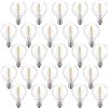 SUNSGNE Lampadine G40 LED di ricambio Set da 25 pezzi, in vetro trasparente, per illuminazione della terrazza, feste, giardino, decorazione nuziale, compatibile con attacco E12/C7, 0,6 Watt, luce bianca calda