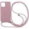 wentdzSW Cover Compatible con iPhone 12 Mini(5.4) - Cordino per Custodia con Collana Case Opaca Antiurto con Laccio/con Cordino TPU Corda Silicone Case -Rosa Oro