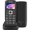 Easyfone Prime-A6 Telefono Cellulare per Anziani 4G con Tasti Grandi, Funzione SOS, Batteria di grande con base di ricarica, Nero
