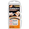 Duracell 75053916, Pila Uditiva Easy Tab 13, Arancione, Pack da 6