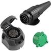 SPARKMOTO Spina 13 Poli E Presa 13 Poli Rimorchio Impermeabile,presa per rimorchio 13 poli,spina per rimorchio 13 poli con copertina verde,Spina Presa Rimorchio 13Poli per Auto RV gancio traino(Nuovo)
