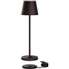 K-Bright Lampada LED Dimmerabile da tavolo in alluminio, H38cm，Ricaricabile Colore luce calda Per interni/esterni Lampada da tavolo con base di ricarica a contatto (Bronze)