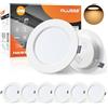 ALUSSO Faretti LED da Incasso per Cartongesso, 4W 230V Bianco Caldo 3000K IP44 ultrasottili 25mm Rotondi Bianco Luci da Incasso per Bagno Cucina, Diametro 98mm, Diametro Foro 75-90mm, Set di 6