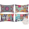 Velvhom Fodere per Cuscini per Divano Lombari Impermeabili Set di 4 Caso Federa Copricuscini Lino Bohemien Astratto Federa Rettangolare Decorazioni per Casa Vintage 30 x 50 cm