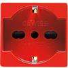 GEWISS - GW20296DY Presa Standard Italiano/Tedesco 250V AC, per Linee Dedicate, 2P+T 16A Bivalente, P40, 2 Moduli, Rosso, System