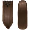 Cybelleza Extension Capelli 8 Pezzi Set Clip in Hair Extensions Capelli Posticcio Liscio Extension Capelli Lunghi Naturali 60cm, Marrone Chiaro