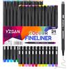 YISAN Penne Fineliner, Set di Penne Fineliner,Pennarelli Punta fine 24 Colori per Mandala, Bullet Jurnal,70023