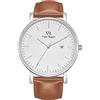 Vigor Rigger Uomo e Donna, Orologio da Polso al Quarzo Ultra-Sottile Design Classico Stile Minimal Classico con Calendario e cinturino in pelle