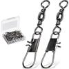 9Tong Canna da pesca Snap girevole Molta forza Snap girevole Acqua salata Acciaio inossidabile Snaps di canna da pesca Scatti di interblocco d'acqua dolce Capo Adescare 50pcs 28lbs
