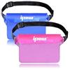 ipow 2 PZ Borsa Impermeabile Marsupio Impermeabile Mare Universale Chiusura a 3 Zip Super Protezione Certificato IPX8 con Cintura Regolabile per Documento Cellulare, Rosa e Blu semitrasparenti