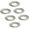 HCFEI Set di 6 faretti a LED da incasso, rotondi, 5 Watt, dimmerabili, luce bianca calda, 3000 K, 230 V, IP44, adatti per bagno, cucina, foro di foratura Ø 60-70 mm, angolo di diffusione di 120°