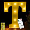 HONPHIER® Lettere lampada a forma di lettera con telecomando, lampada a LED, illuminazione lettera, luce notturna, decorazione per compleanno, festa, matrimonio (T)