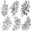 COKTAK 6 Fogli Tatuaggi Temporanei del Grande Fiore Rosa Nero Realistico Corpo Femminile Gambe Braccio Arte Adesivi Tatuaggio Geometrico Peonia Finto Tatuaggio per Donna Schizzo Ragazza Sexy Giglio